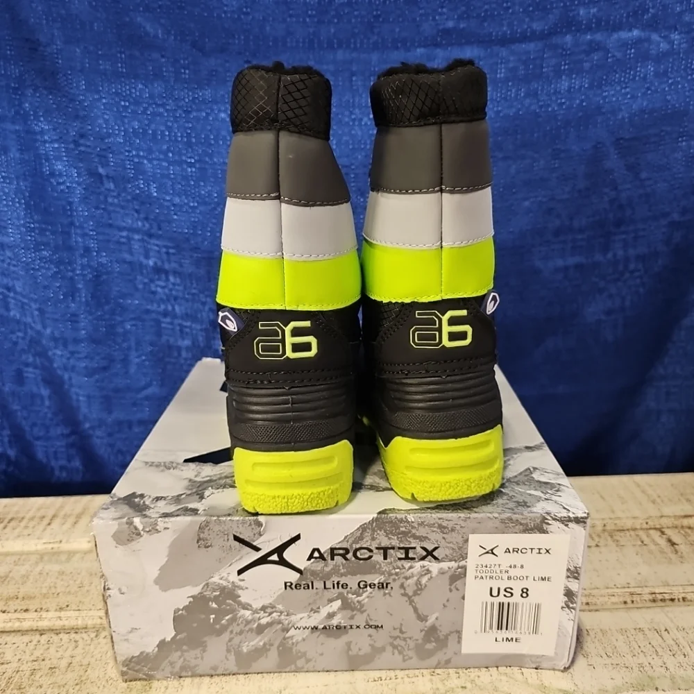 Arctix Patrol Boot Lime Toddler‎ Size 8 Black/Gray/Green NEW With Tags & Box